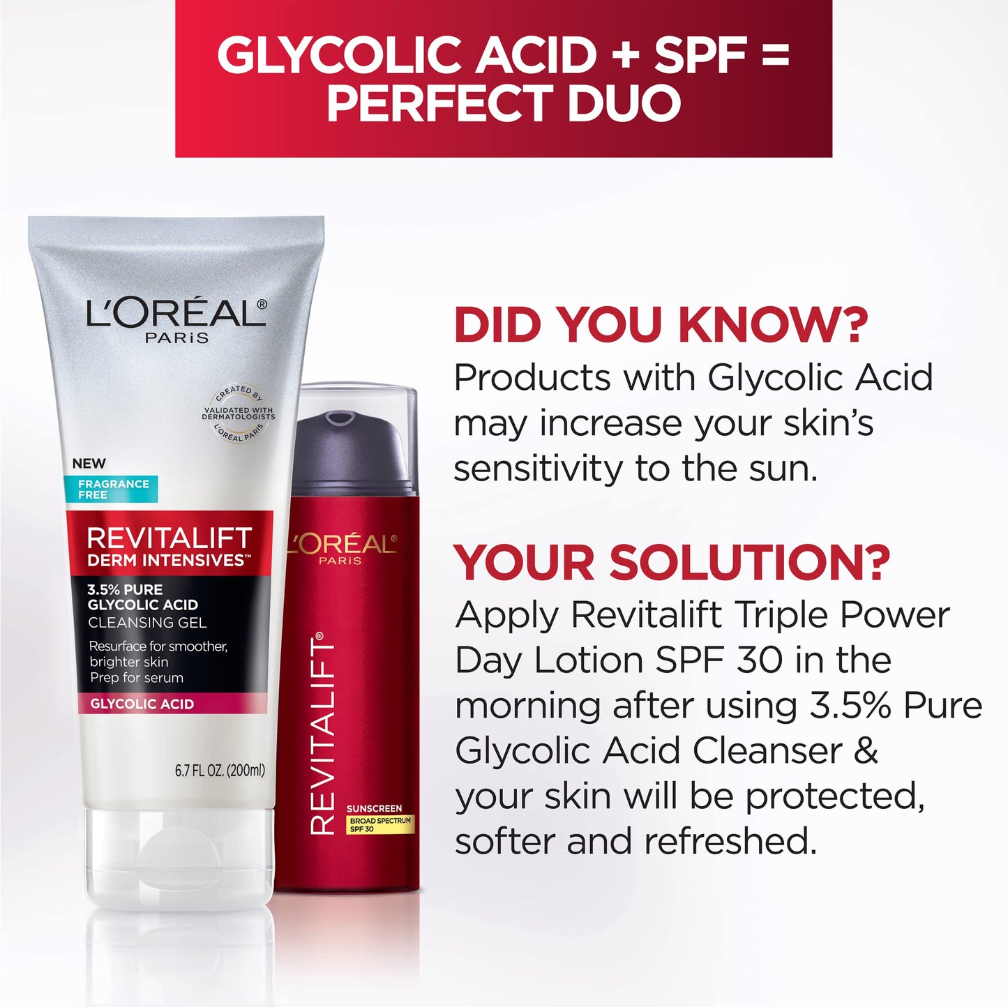 L'Oréal Paris L'Oreal Paris Revitalift 3.5% Gel limpiador de ácido glicólico puro con ácido salicílico, resurgimiento para una piel más suave y brillante, 6.7 fl oz