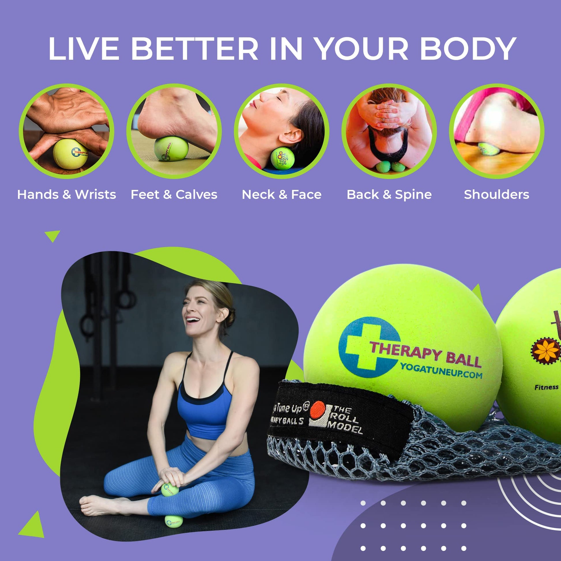 Par de Pelotas de Terapia Yoga Tune Up Verde Brillante