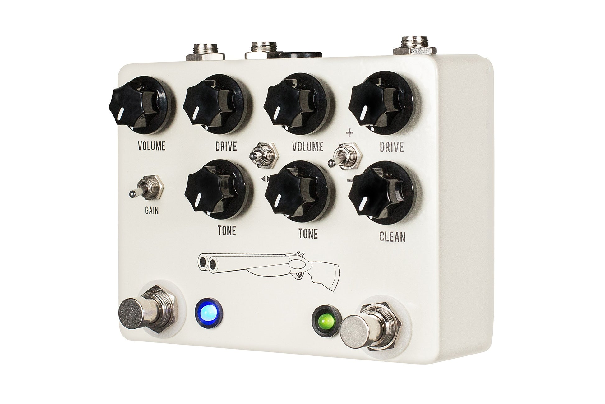 JHS Overdrive Pedal de efectos para guitarra, Double Barrel, Blanco