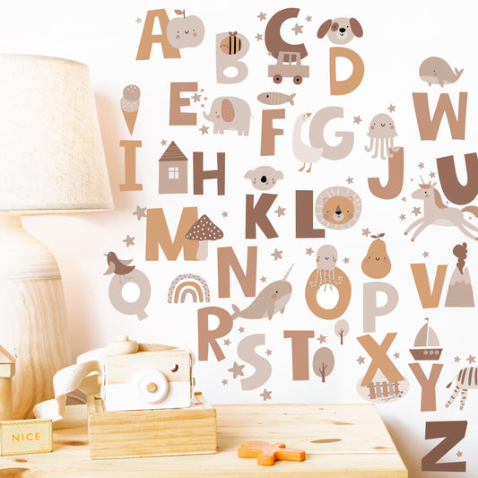 Pegatinas de Alfabeto DesignStickers Bohemio con Letras Despegables para Niños y Aula