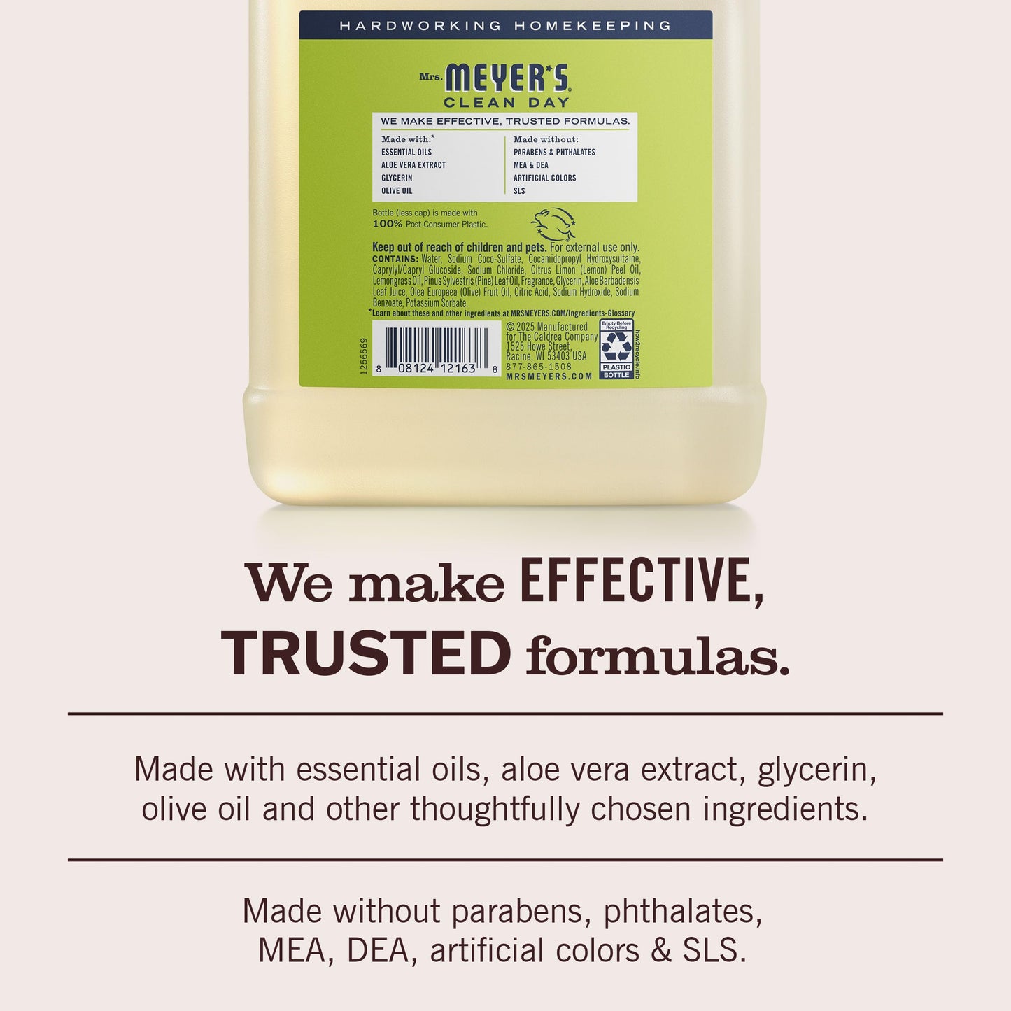 MRS. MEYER'S - Jabón de Manos Repuesto Líquido Verbena de Limón – 975 ml – Con Aceite de Oliva y Aloe Vera – Libre de Parabenos y Ftalatos – Aroma Fresco y Natural