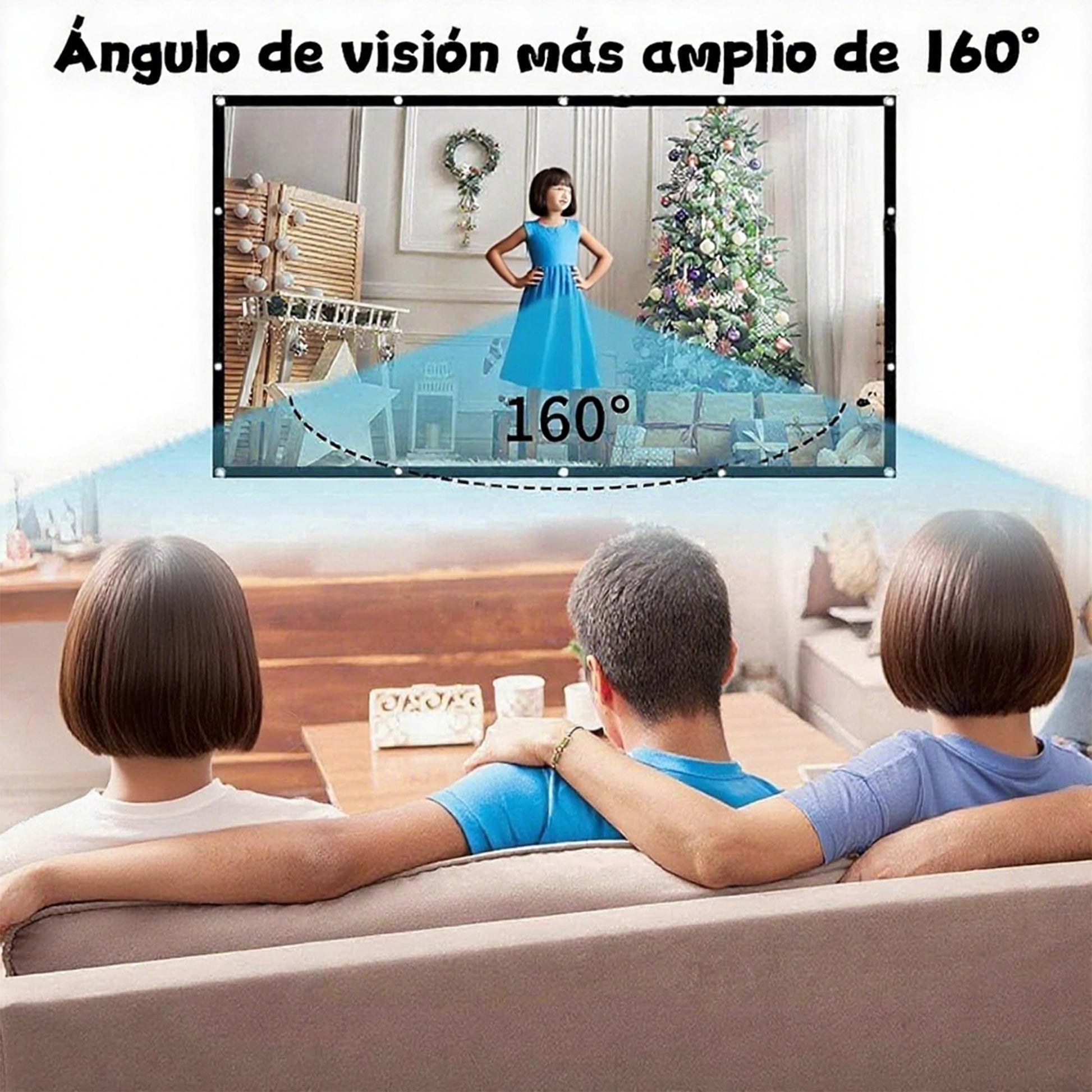 YUNZJUNLY Pantalla para Proyector 100 Pulgadas, Tela para Proyector HD 4K, Antiarrugas y Portátil, Lona Gruesa para Eventos Deportivos y Películas en Interiores y Exteriores, Fácil de Instalar Guardar