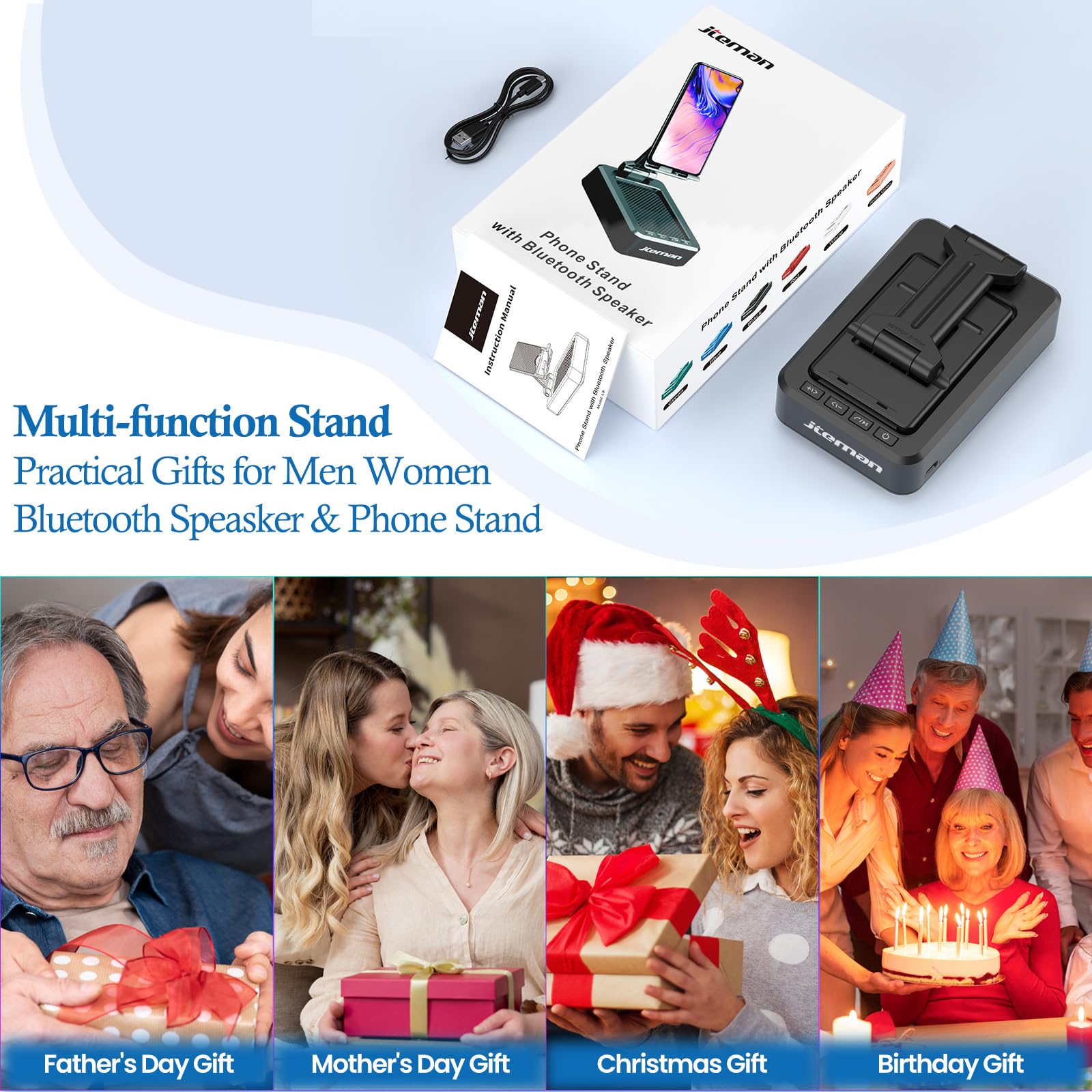 Soporte para teléfono celular con altavoz Bluetooth inalámbrico y base antideslizante HD con sonido envolvente perfecto para el hogar y exteriores con altavoz Bluetooth para escritorio compatible con