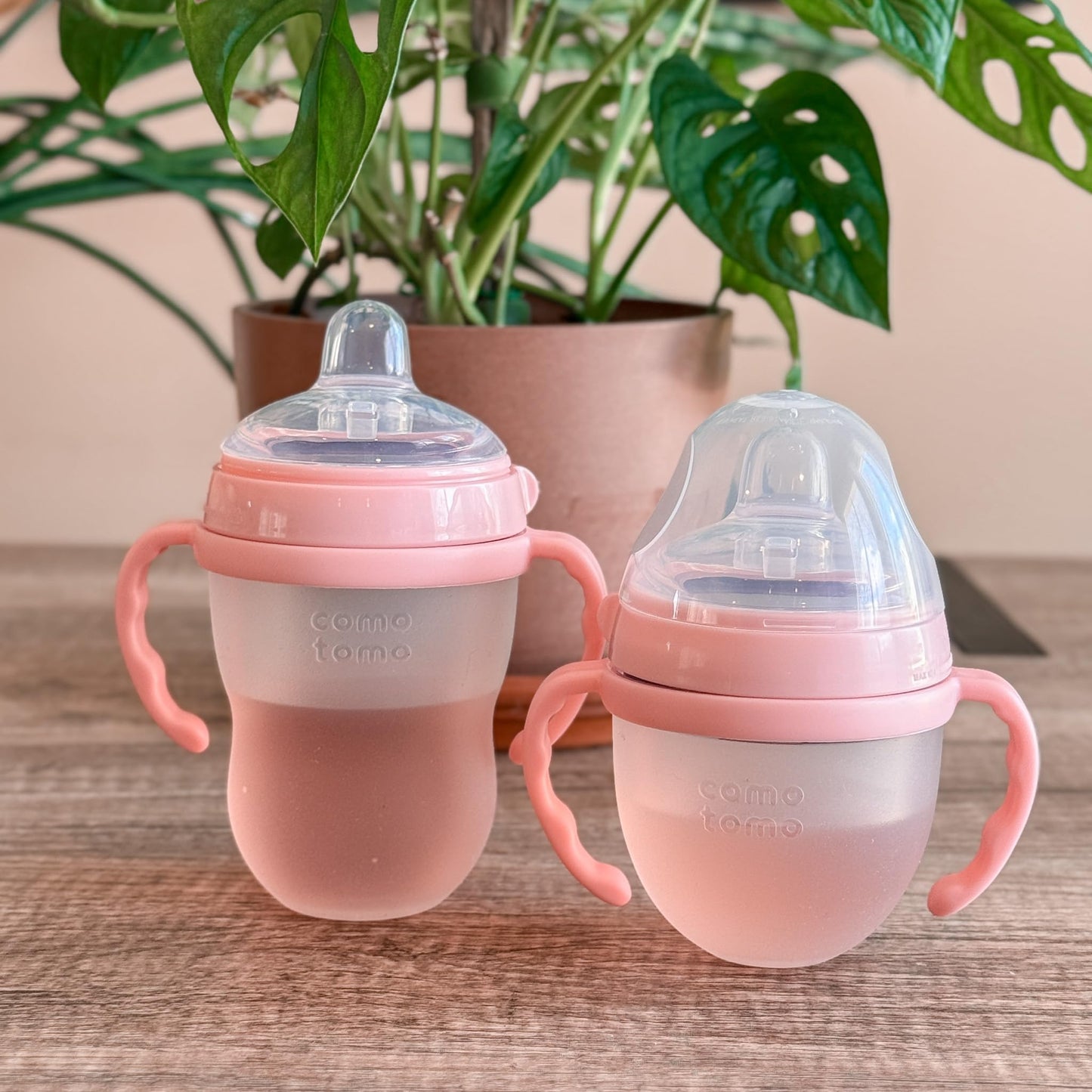 BelBeyo Tetinas con boquilla y asas para biberones Comotomo (paquete de 2), boquilla de silicona suave de grado alimenticio, tetinas de transición, convierte el biberón en vaso para bebé, a prueba de