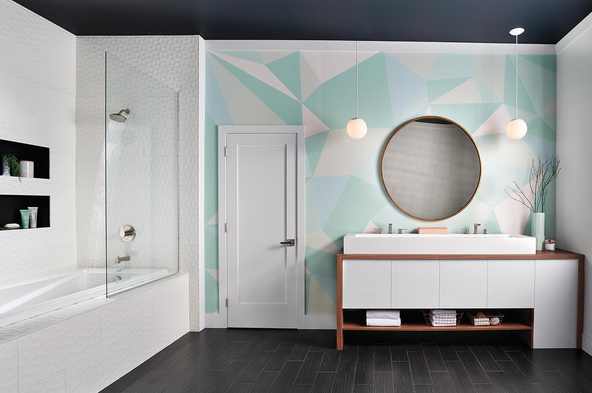 Moldura de Ducha para Bañera Peerless Xander Níquel Cepillado