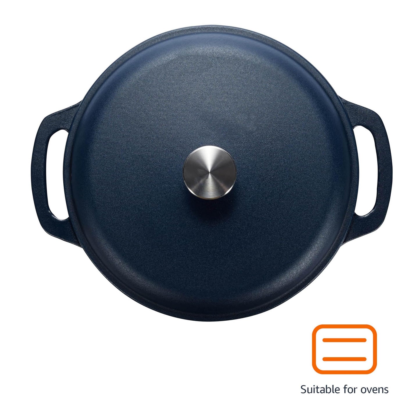 Amazon Basics - Horno holandés cubierto de hierro fundido esmaltado, 6 cuartos de galón, azul marino mate