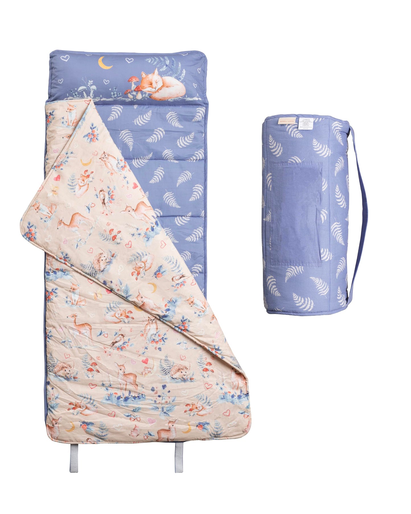Maison d'Hermine Forest Friends - Tapete para siesta con almohada reutilizable y manta de 55 x 27 x 1.5 pulgadas, para niños y niñas, tapete para dormir preescolar con correas de transporte para el