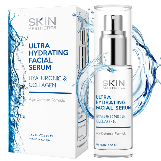 DABZAL Skin Aesthetics Hyaluronic Acid and Collagen Face Serum - Reduce Wrinkles & Fine Lines Locks in Moisture & Ultra Hydrating Facial Serum - Cruelty Free Korean Skincare - 1.69 Fl. oz