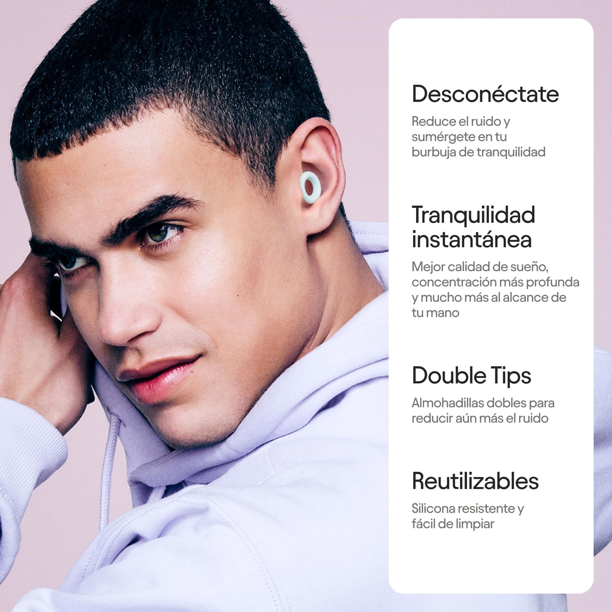 Loop Quiet 2 Plus Tapones auditivos con Double Tips – Reutilizables y ultracómodos para el descanso, la concentración, la sensibilidad al ruido | Reducción de ruido de 24dB SNR + 3dB con Double Tips
