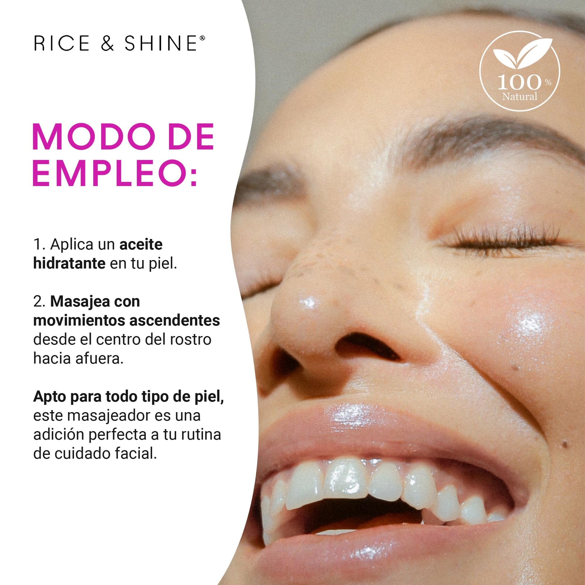 Masajeador Facial Gua Sha de Acero Inoxidable Rosa | Guasha para Drenaje Linfático y Desinflamación | Herramienta de Belleza y Cuidado Facial | Ideal para Piel Radiante y Suave | RICE & SHINE