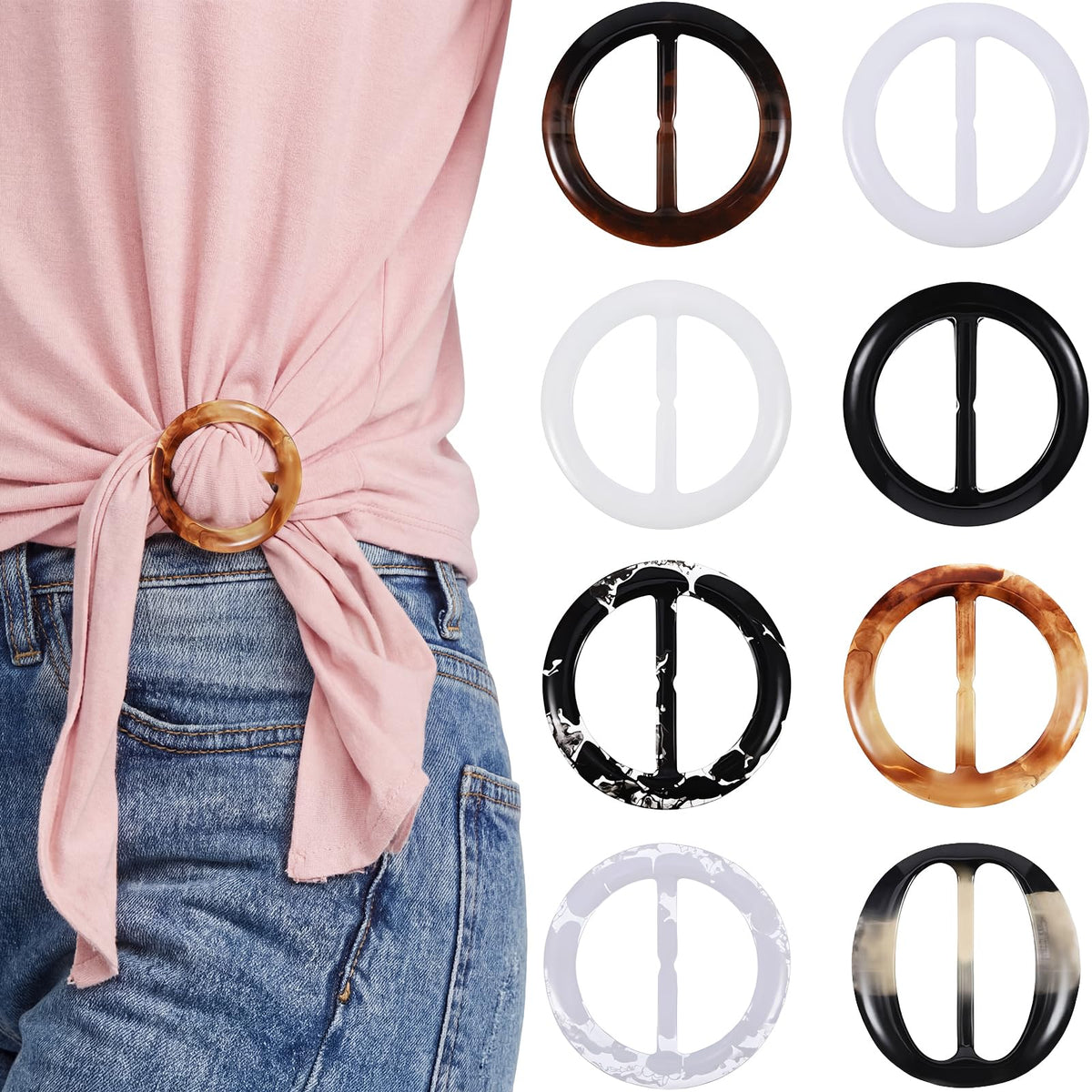 BOAO 16 Clips para Camisa para Mujer Clips de Camiseta Broches para Bufanda 2 Pulgadas 8 Colores