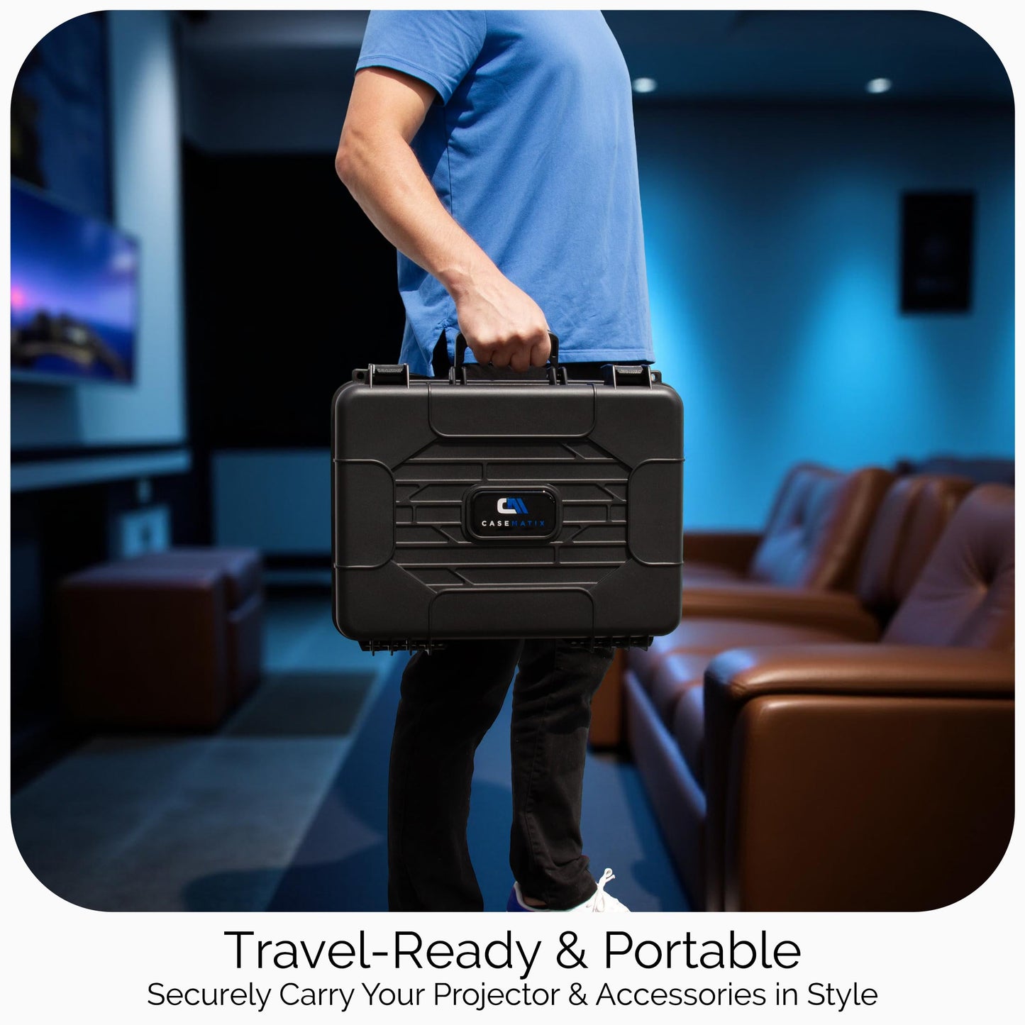 CASEMATIX Funda rígida para proyector de Viaje Compatible con Epson VS250 SVGA, VS350 XGA, VS355 WXGA con Cable HDMI y Mando a Distancia en Compartimentos de Espuma Personalizados, Solo Funda