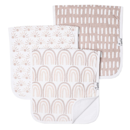 Copper Pearl Baby Burp - Juego de 3 unidades, tamaño grande, 21 x 10 pulgadas, absorbente, triple capa, paquete de 3 unidades