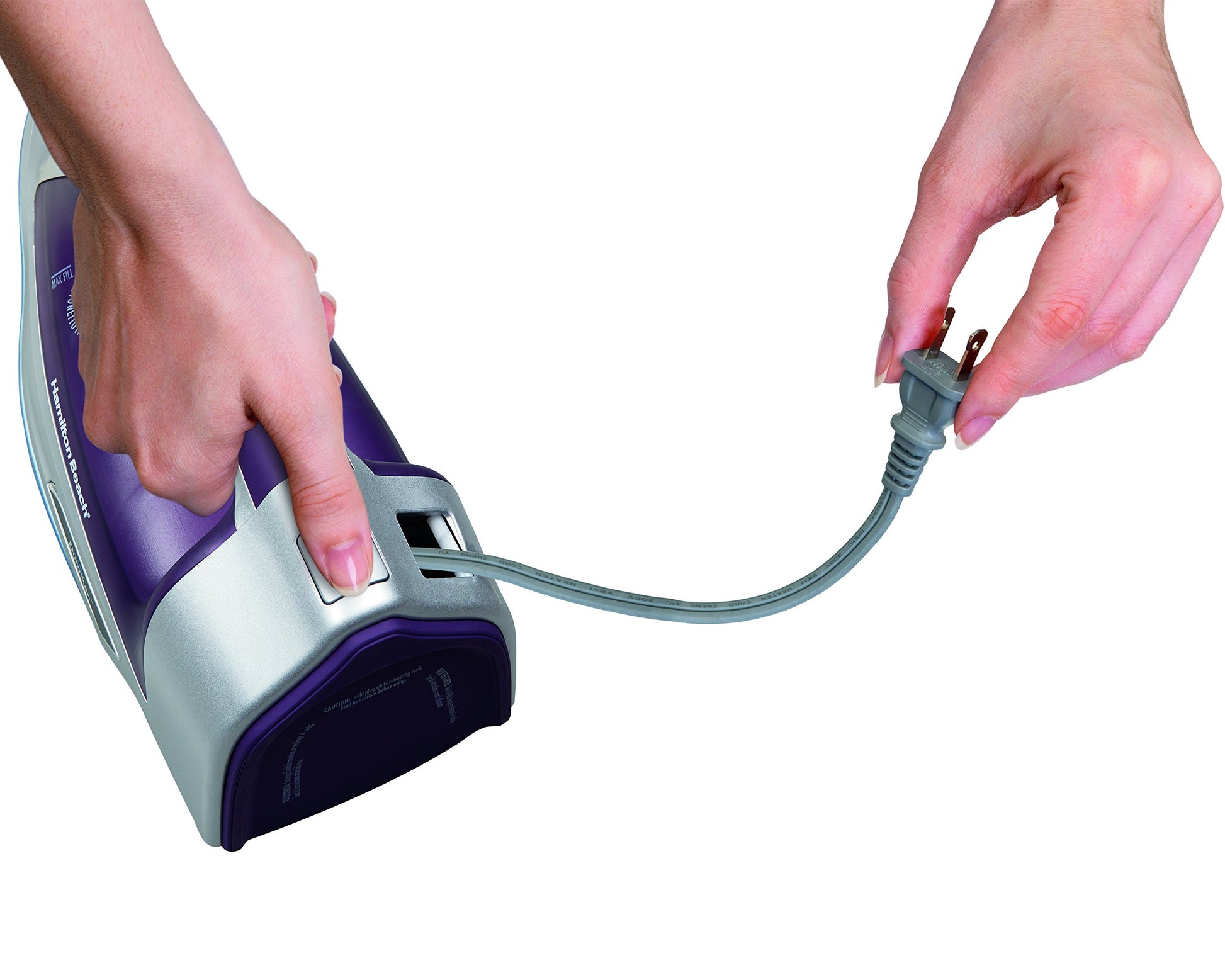Hamilton Beach 19902R Durathon Plancha Digital con Cable Retractil, Color Gris/Morado