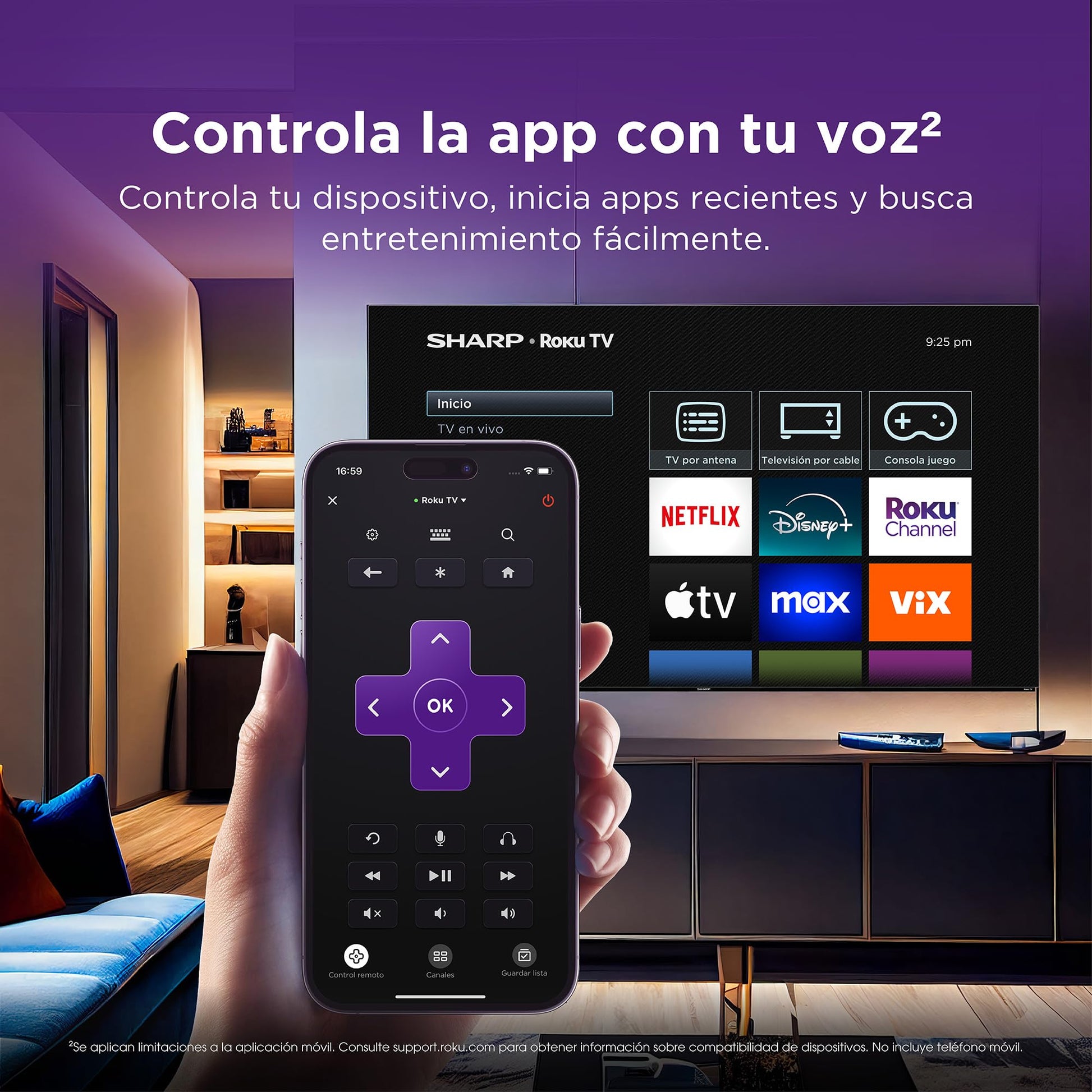 Sharp Frameless 4K Ultra HD TV de 60" - Roku TV con WiFi