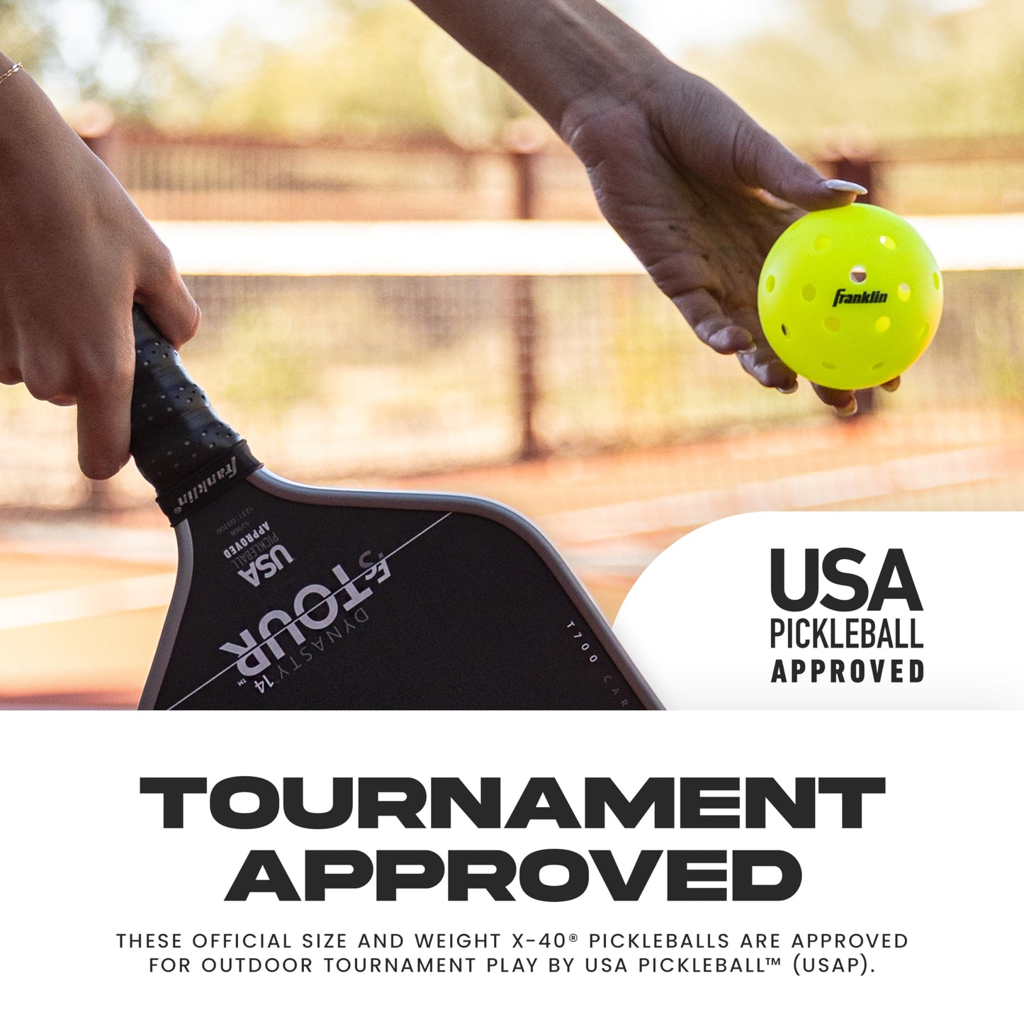 Franklin Sports - Bolas de Pickleball X-40 para Exteriores, aprobadas por Estados Unidos (USAPA) - Paquete de 3 Pickleballs Exteriores - Lava - Bola Abierta de Estados Unidos