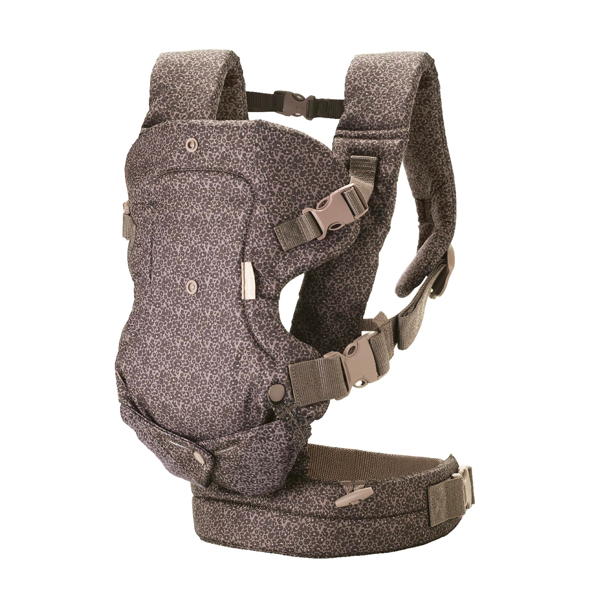 Infantino Flip Advanced Portabebés 4 en 1 – Ergonómico, Convertible, frontal y frontal hacia fuera Portabebés delantero y trasero para recién nacidos a niños pequeños 8-35 libras, leopardo