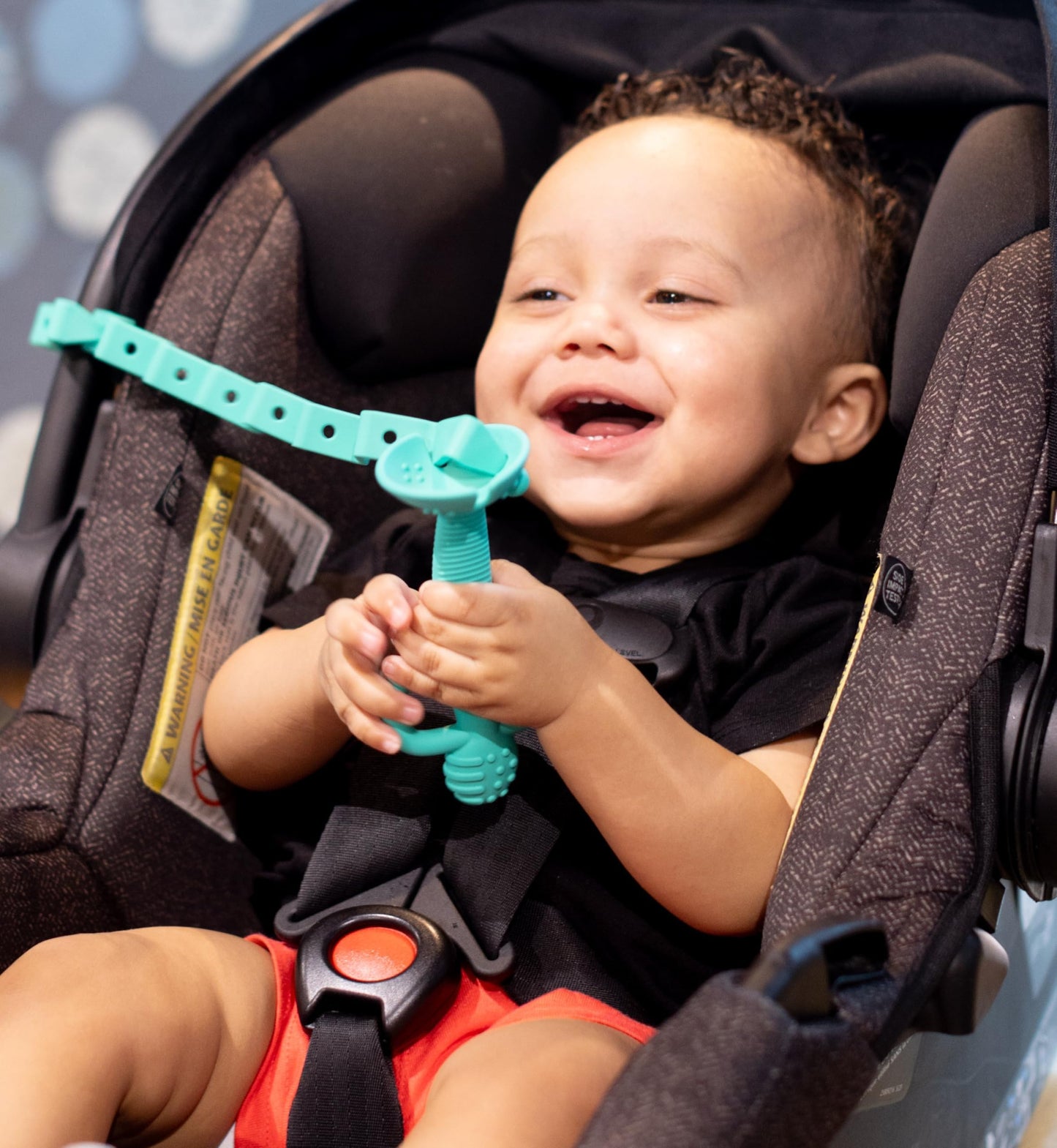 Busy Baby Toy Bungee for Baby Toys - Dishwasher Safe Toy Straps for Baby - Made with 100% Food-Grade Silicone - Pewter
