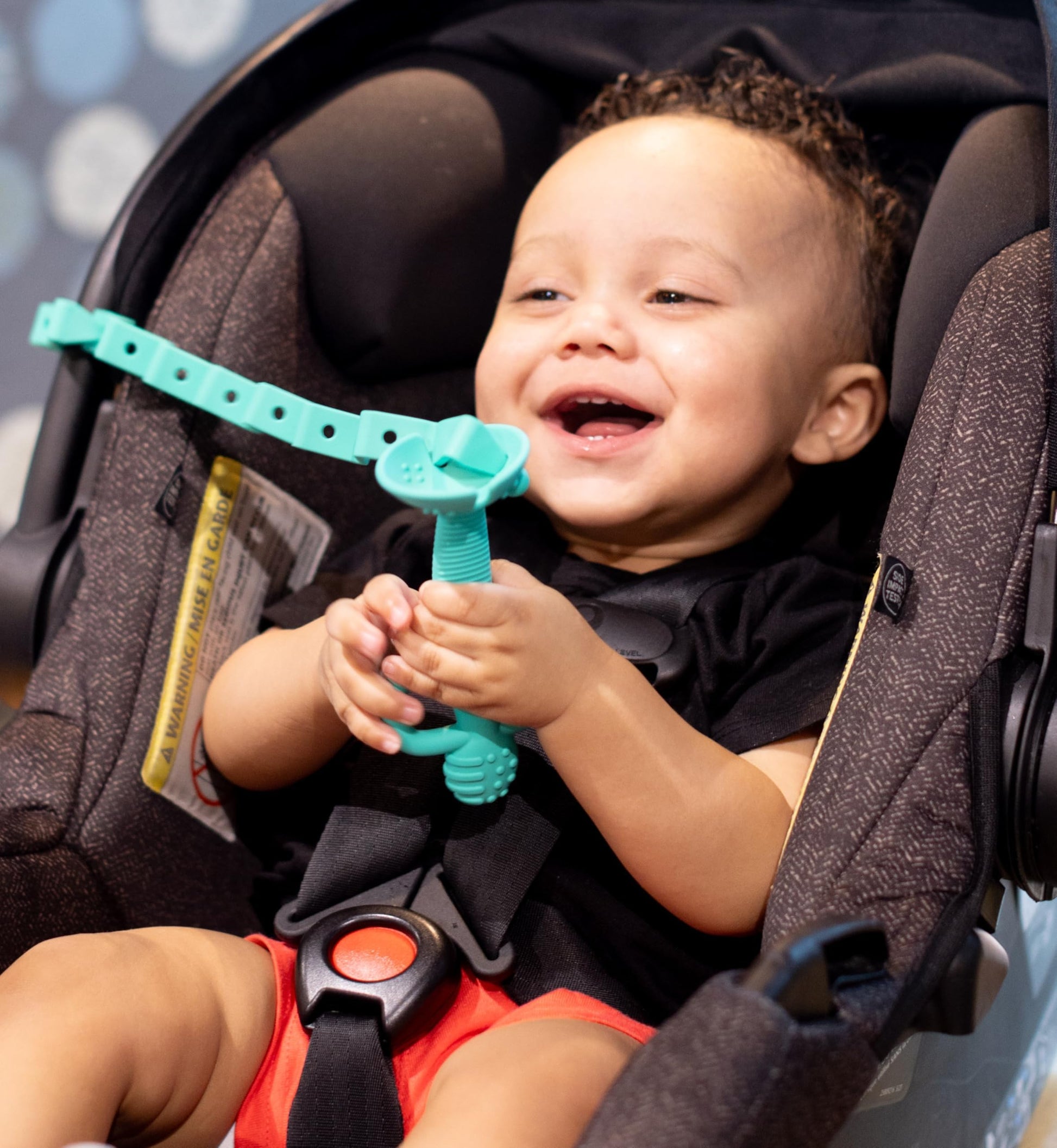 Busy Baby Toy Bungee for Baby Toys - Dishwasher Safe Toy Straps for Baby - Made with 100% Food-Grade Silicone - Pewter