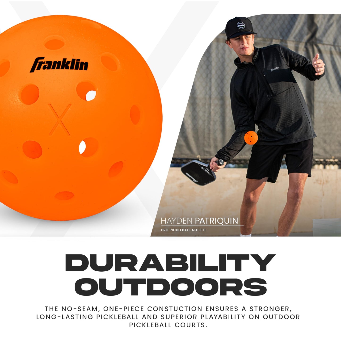 Franklin Sports - Bolas de Pickleball X-40 para Exteriores, aprobadas por Estados Unidos (USAPA) - Paquete de 3 Pickleballs Exteriores - Lava - Bola Abierta de Estados Unidos