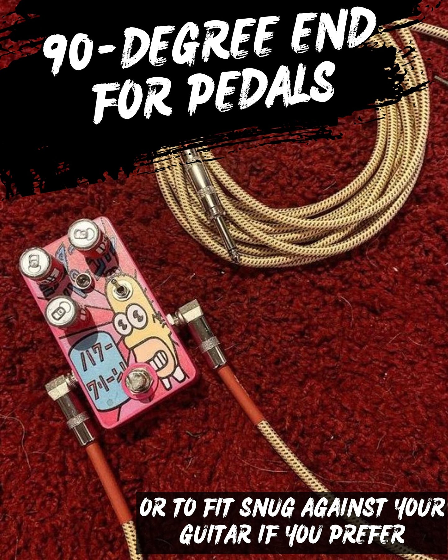 Cable de guitarra accionado por Rock para guitarra eléctrica y bajo, cable de instrumento de 20 pies, sin zumbidos ni enredos, entradas macho a macho de 1/4 pulgadas con un conector de ángulo recto en