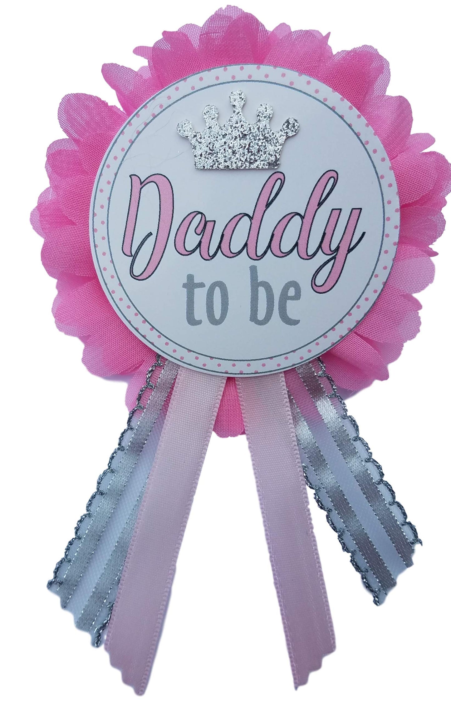 Daddy to Be Pin Princess Mommy to Be Baby Shower dad to wear at Baby Shower, Pink & Silver, It's a Girl, Baby Sprinkle