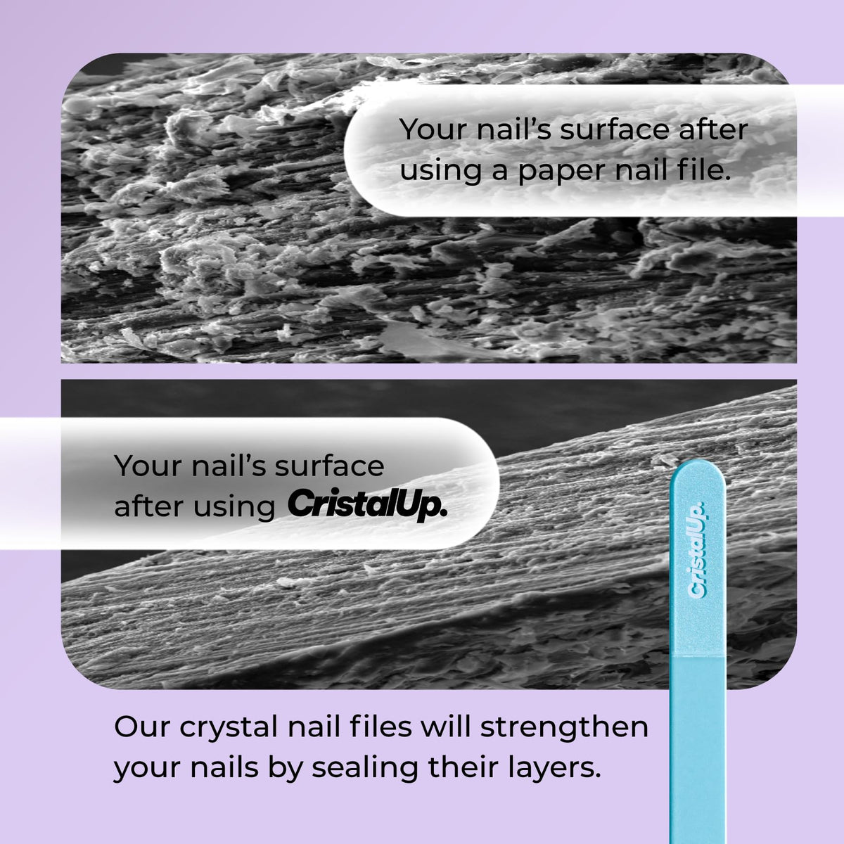 Lima de uñas de cristal CRISTAUP de 5,3 pulgadas, lima de vidrio duradera, ecológica, suave para las uñas, perfecta para el hogar, la oficina y para llevar, diseño elegante para resultados