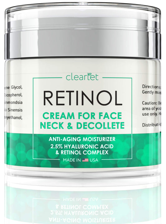 CLEARLET Retinol Cream for Face Moisturizer for Women Men Anti Aging Face Wrinkle Cream Retinol Facial Eye Cream Reduces wrinkles Fine Lines Day Night Facial Creams Retinoid Mens Retinol Moisturizer for Face