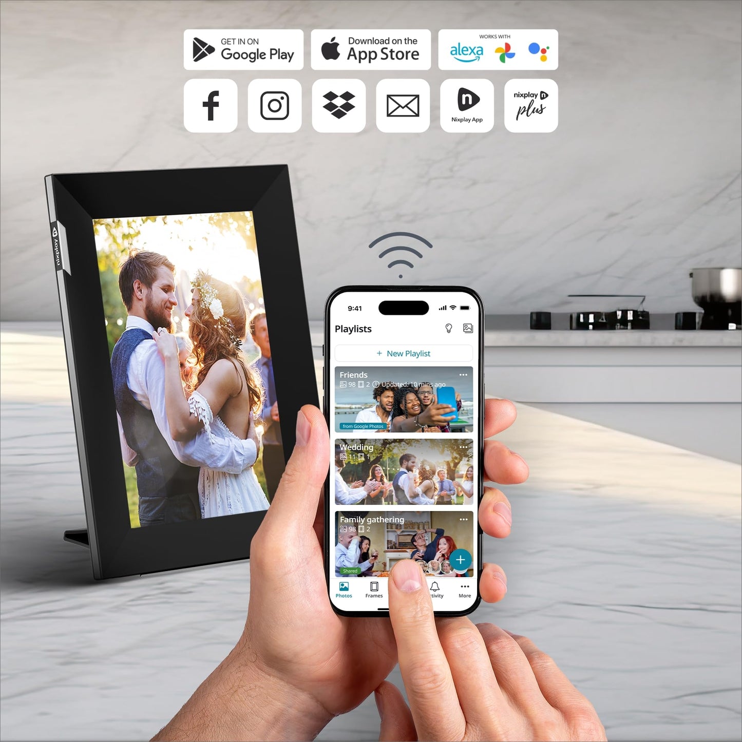 Marco de Fotos Digital Nixplay Negro Plata con visualización táctil de 8 Pulgadas y WiFi