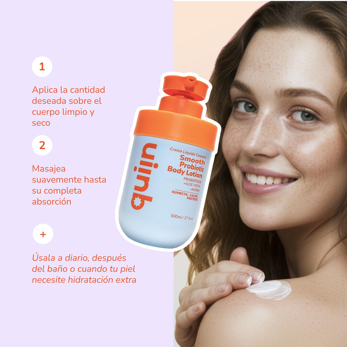 Quiin Smooth Probiotic Body Lotion Probióticos Avena y Aloe 500 ml