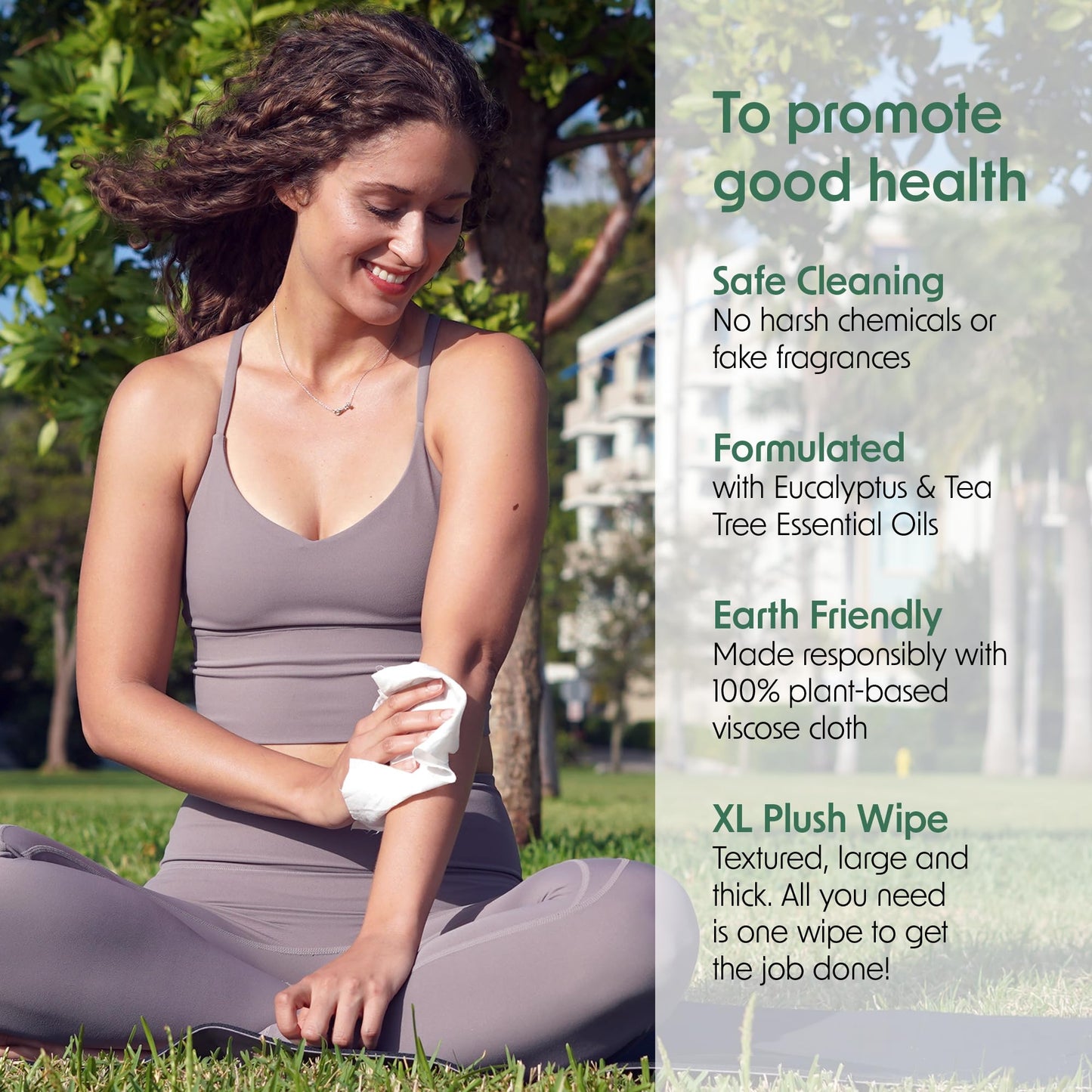 Toallitas de Yoga y Cuerpo Wipex Naturales, con Aceite de Árbol de Té y Eucalipto, Gruesas y Xtra-Gruesas, Seguras para Cara, Cuerpo y Superficies, Cubo de 225 Toallitas