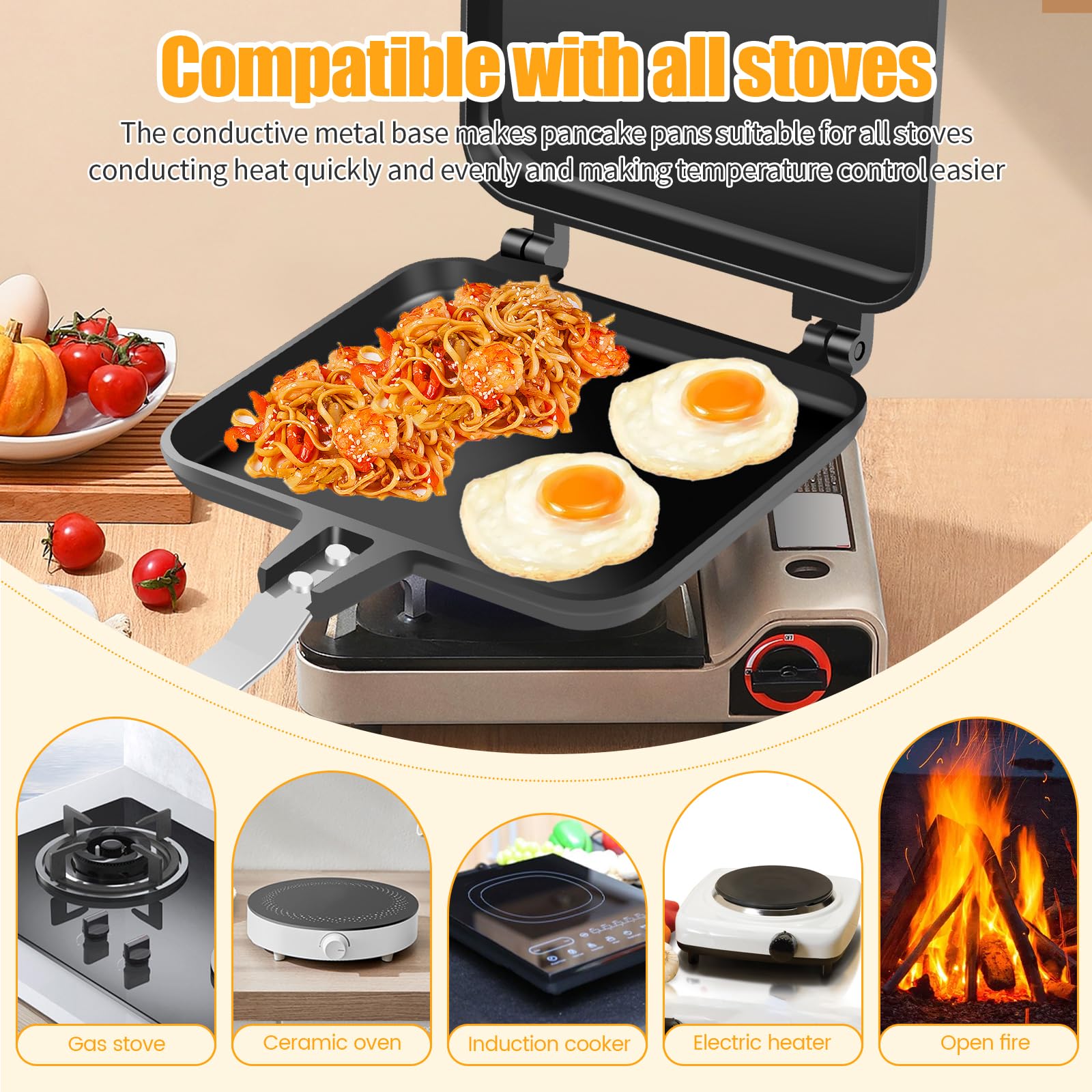 ZJRDYYK - Sandwichera tostada para estufas, sandwichera de aluminio, para acampar para estufa de gas, para estufas, sándwiches y prensa Panini para el hogar, cocina, desayuno, camping