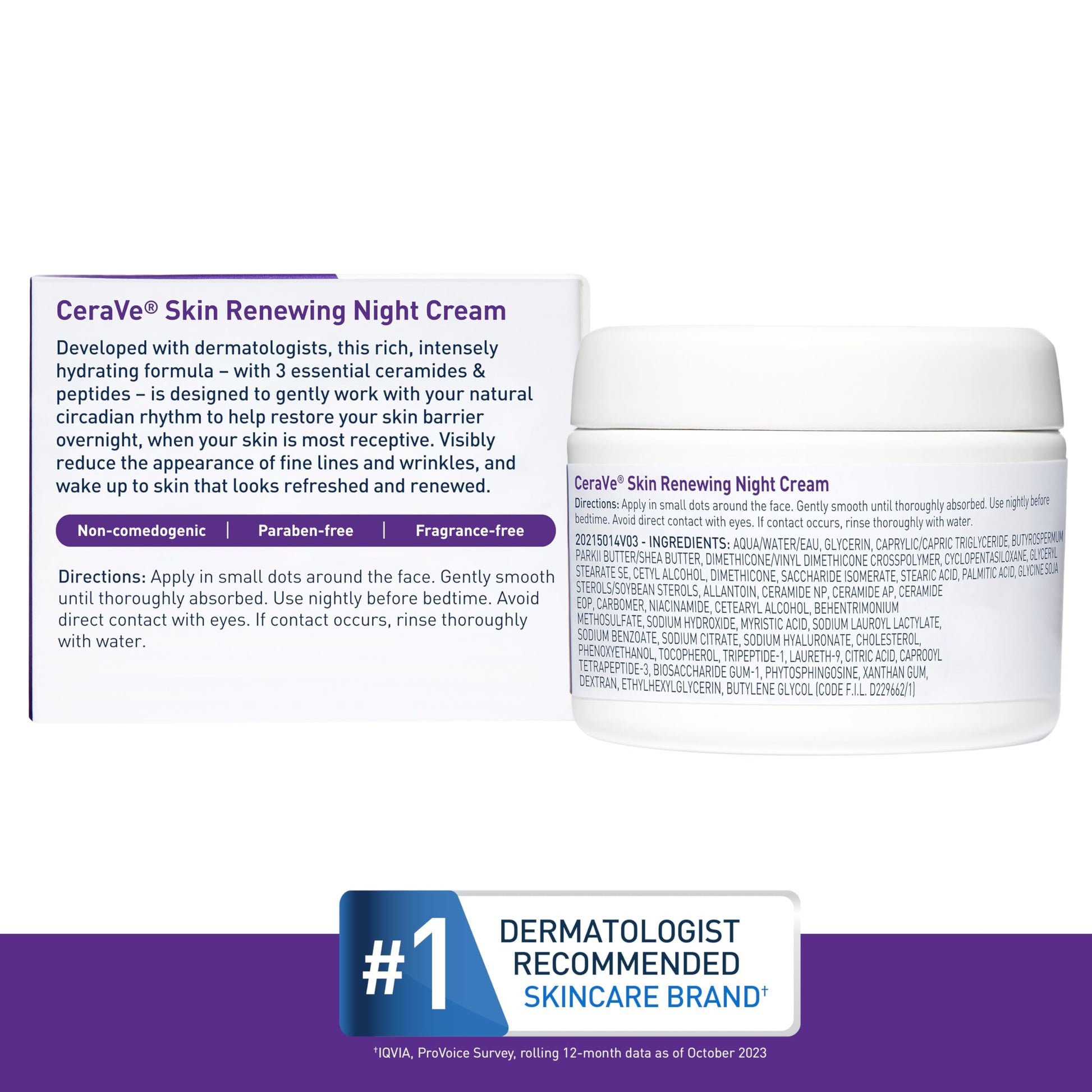 CeraVe - Renewing System, Crema de noche renovadora para la piel, 1.7 onzas