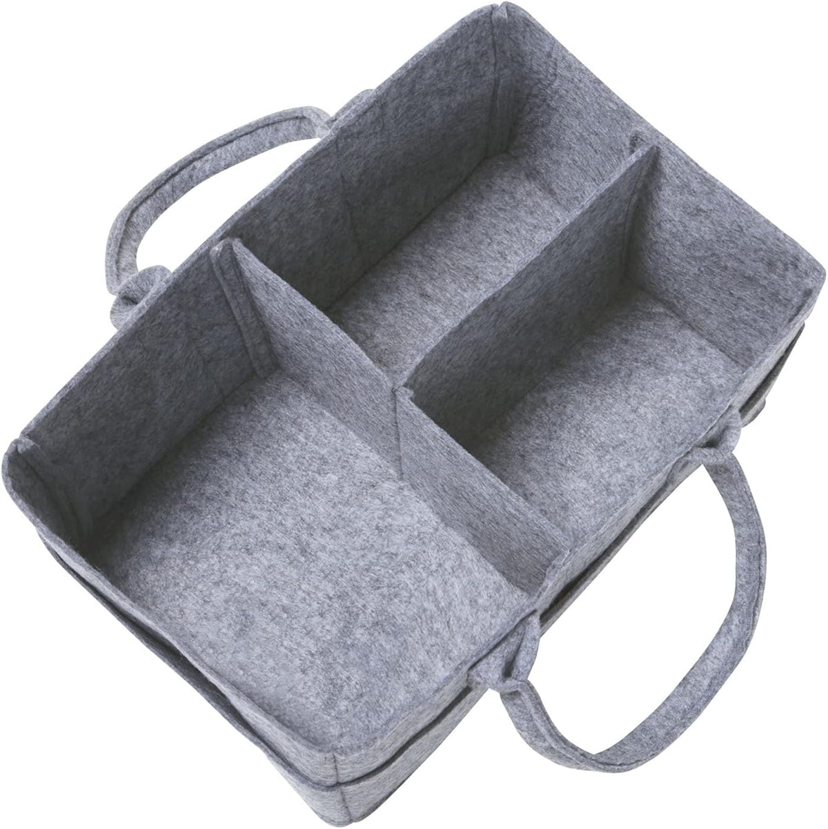 Sammy & Lou - Organizador plegable de fieltro gris claro, diseño dividido para mantener organizados pañales, toallitas y artículos cambiantes, dos asas, 12 x 6 x 8 pulgadas