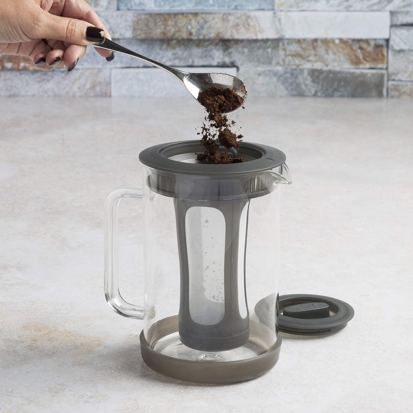 Cafetera de Vidrio Primula Pace Negro con Tapa Hermética para 6 Tazas