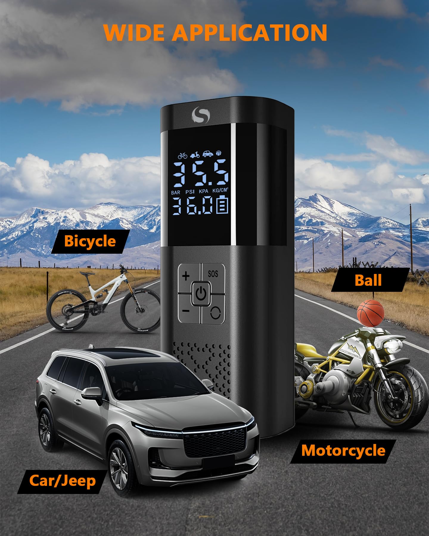 SERVOMASTER Inflador de neumáticos portátil, bomba de aire para bola de motor de coche, bicicleta, inflado rápido, bomba de neumáticos con luz LED, apagado automático