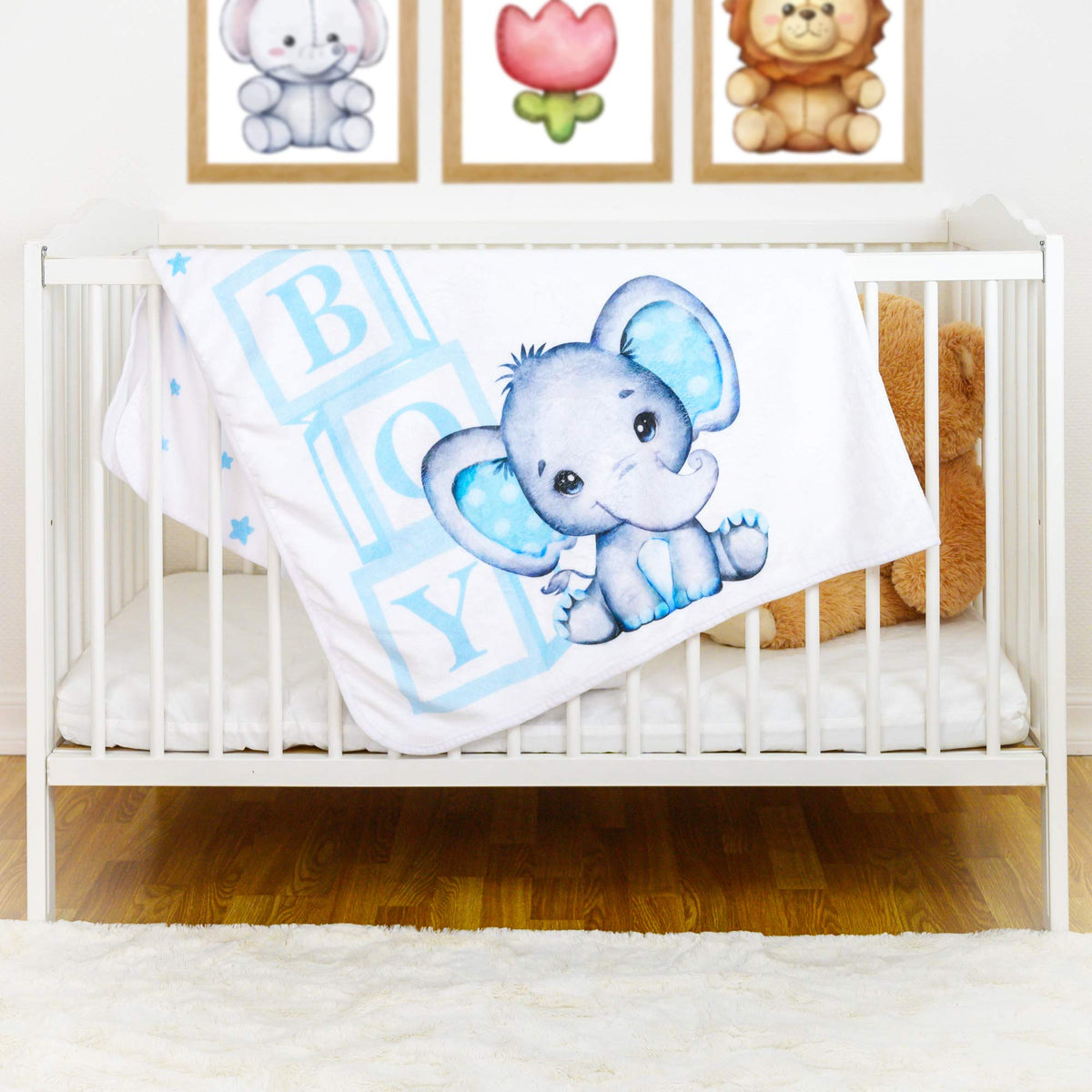 Baby Monthly Milestone Blanket Boy - Premium Extra Soft Fleece Blanket for Baby Shower - Newborn Month Milestone Blanket for Baby Boy Nursery Decor - Capture Baby Growth - with Baby Bib + 2 Frames
