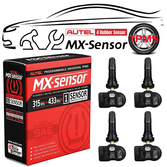 Autel MaxiTPMS MX - Sensor 4 unidades de tallo de goma 315/433MHz TPMS Sensor universal de neumáticos programado por TPMS Tool TS401 TS408 TS501 TS508 TS601 TS608 MK808TS MX808TS MS906TS ITS600