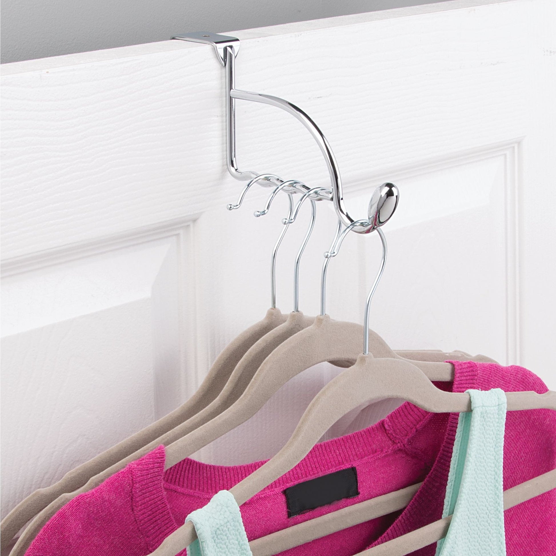 InterDesign 76400 Orbinni - Gancho para Puerta (Cromo), Valet, Cromado, 4 Slots for Clothing Hangers, 1