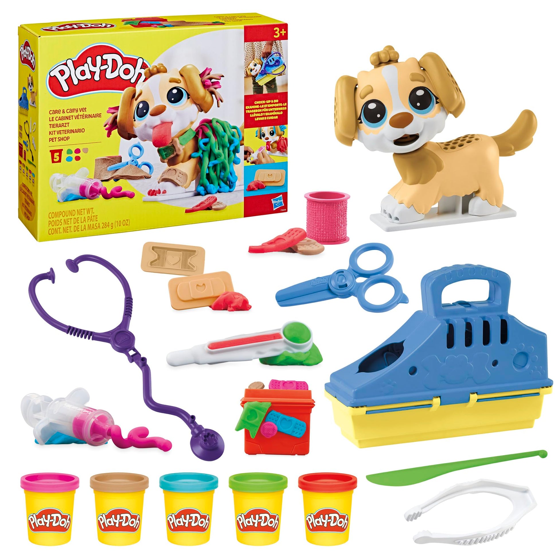 Kit Veterinario Hasbro Play-Doh con Cachorro de Juguete, 10 Herramientas y Colores para Niños y Niñas