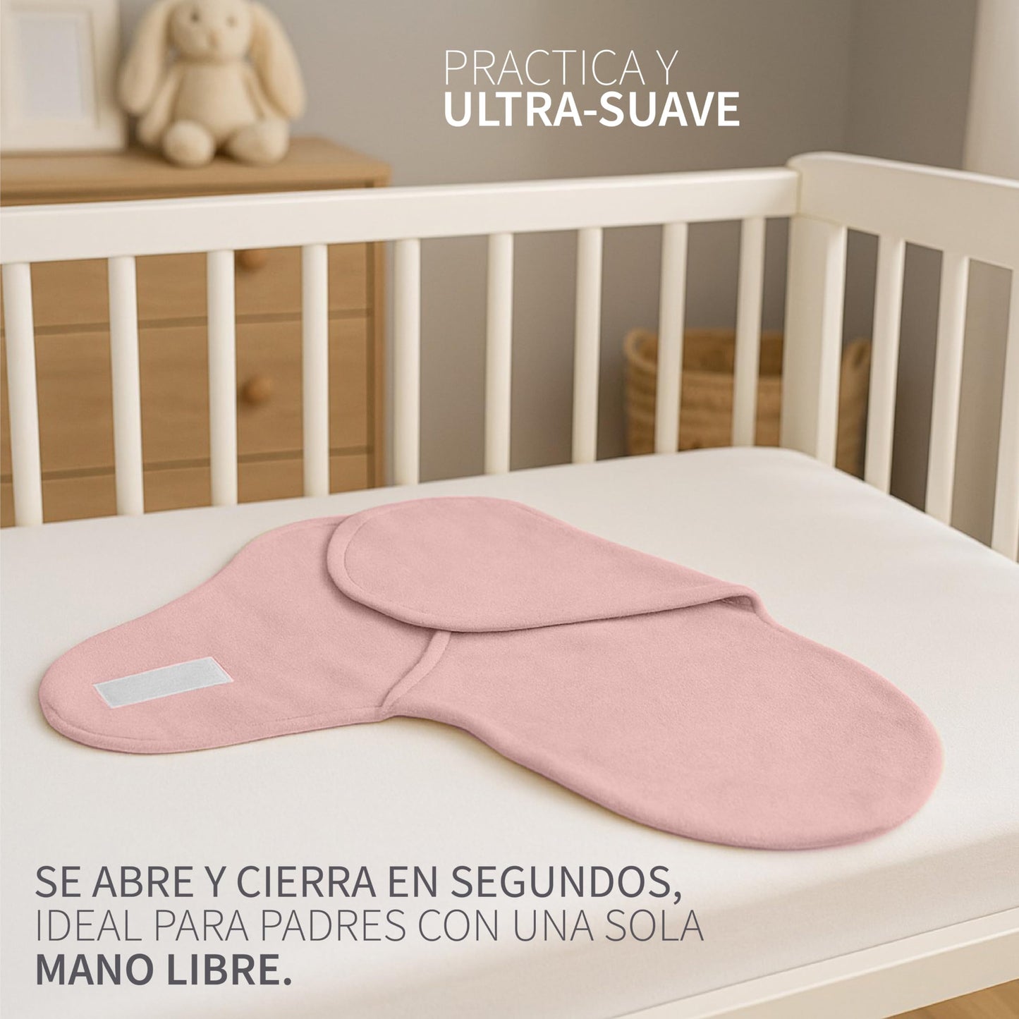CHIQUI MUNDO Manta Envolvente Ajustable Bebé para Dormir Acogedora Textura Suave 0-6 Meses (Rosa)