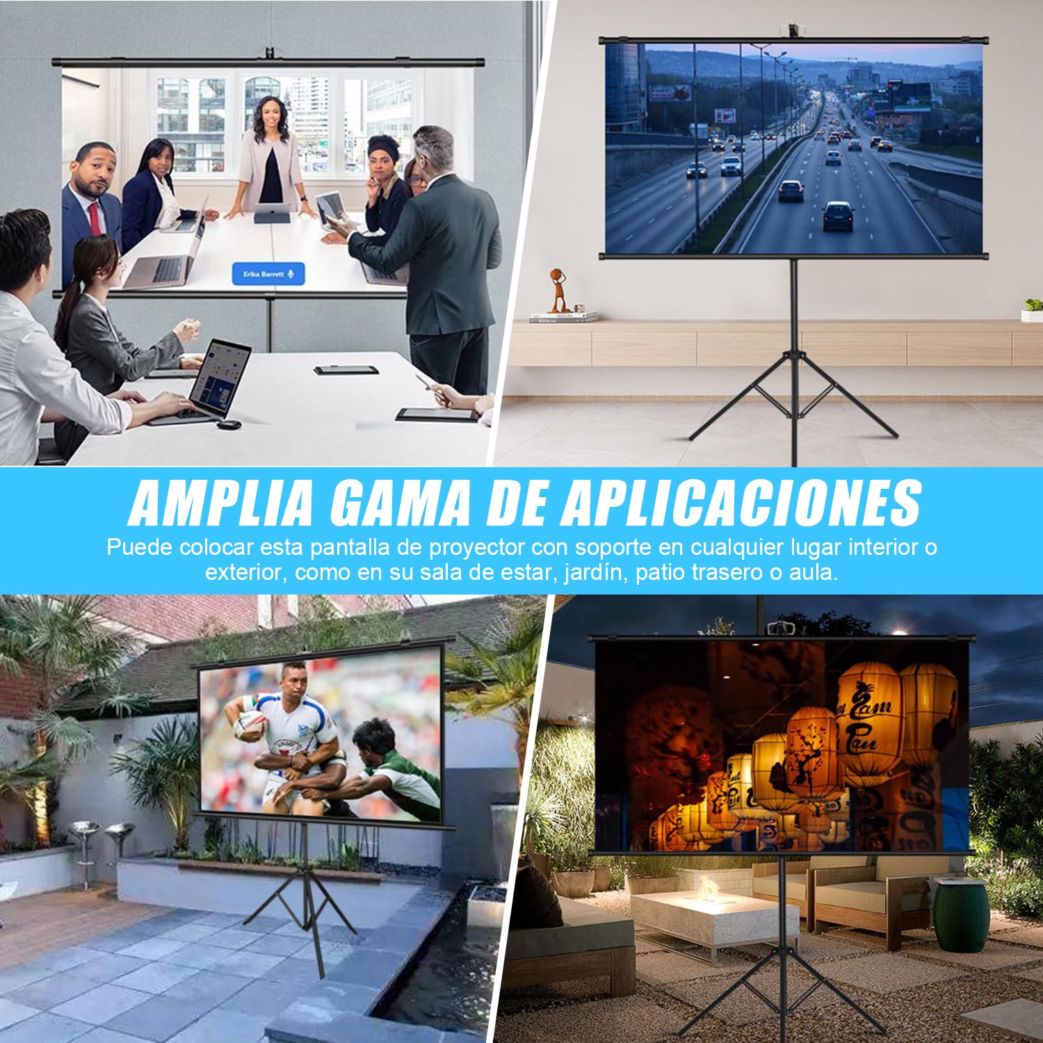 Pantalla para Proyector, Pantalla de Proyector Retractil, 84 Pulgadas 16:9, con Soporte Altura Ajustable, Antiarrugas y Plegable, Ideal Para Cine en Casa, PelíCulas de Interior/Exterior (84 Pulgadas)