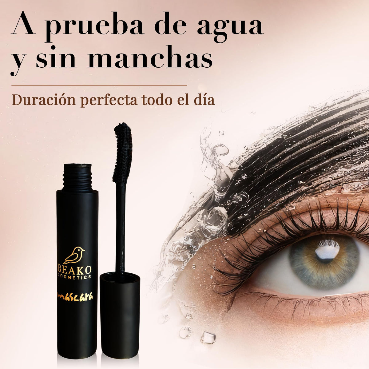Beako Co. Máscara de Pestañas Waterproof - Pack 2 Máscaras - Volumen, Alargamiento y Definición - Vitamina E - Rímel Larga Duración Negro Intenso - Efecto Pestañas Postizas