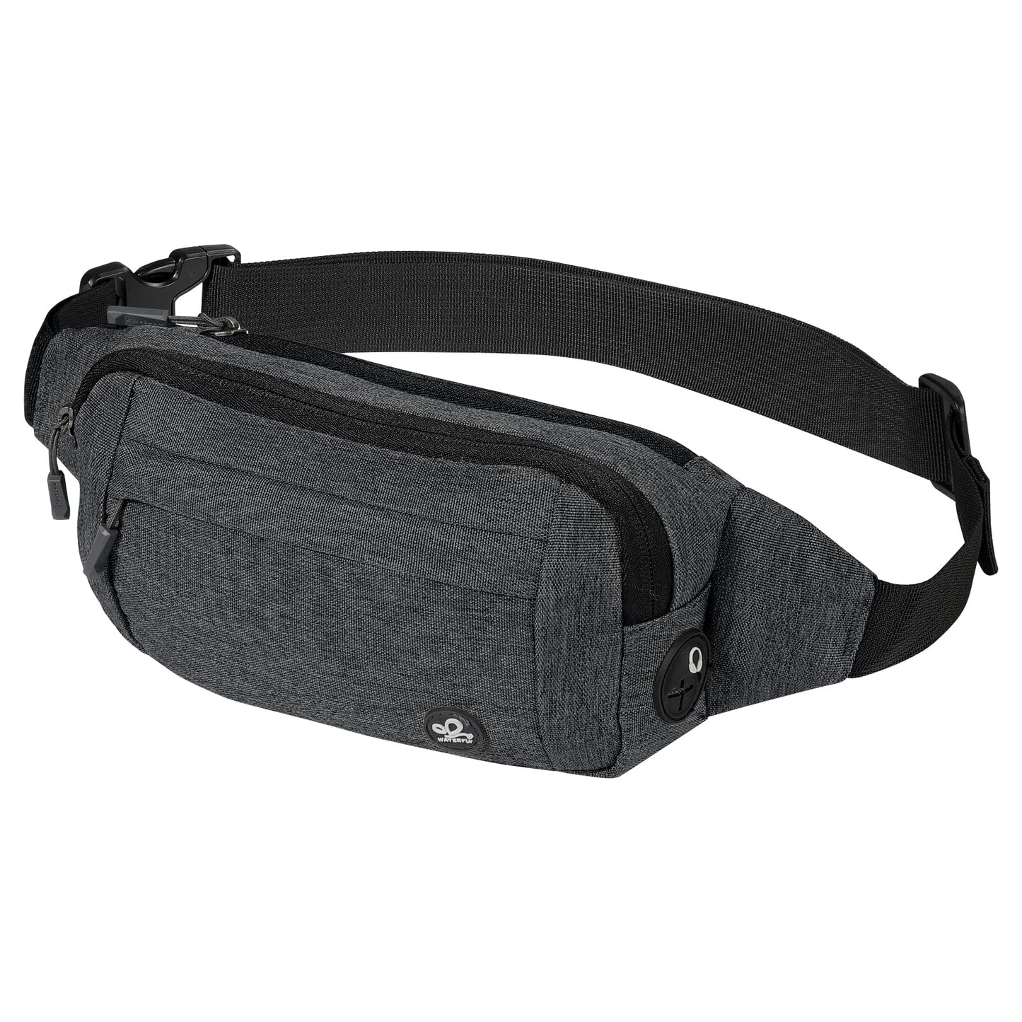 Riñonera WATERFLY Deportiva Negra Cinturón Extra Extendido para Marcha y Senderismo Mujer Hombre