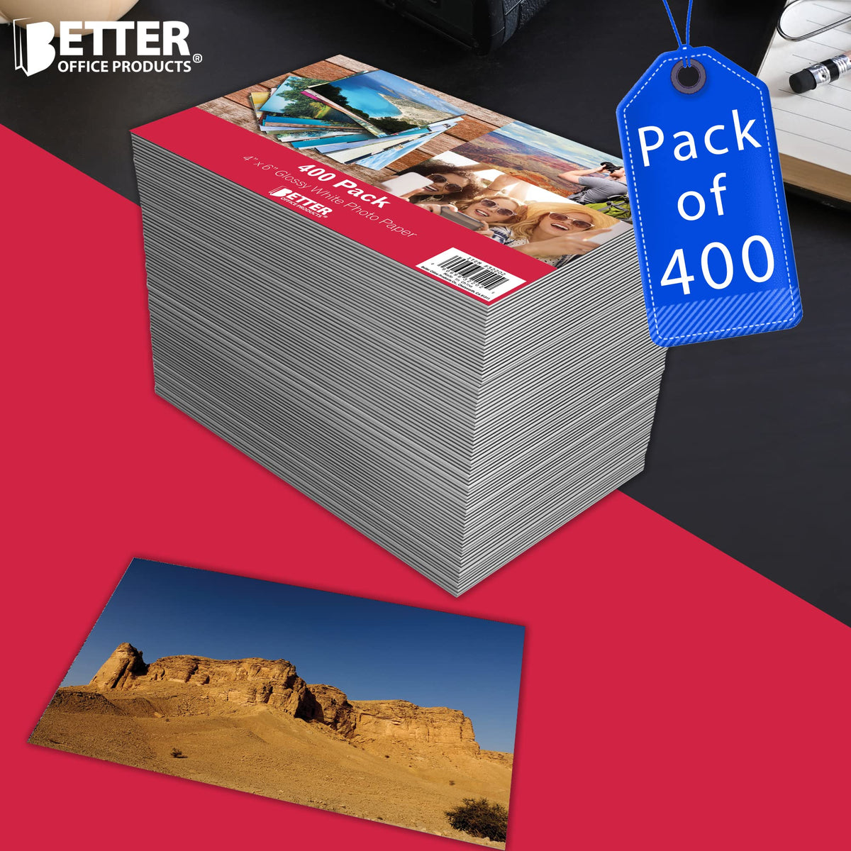 Papel Fotográfico Better Office Products Brillante Alta Calidad 10.16 x 15.24 cm 200 g/m² Paquete 400 Hojas