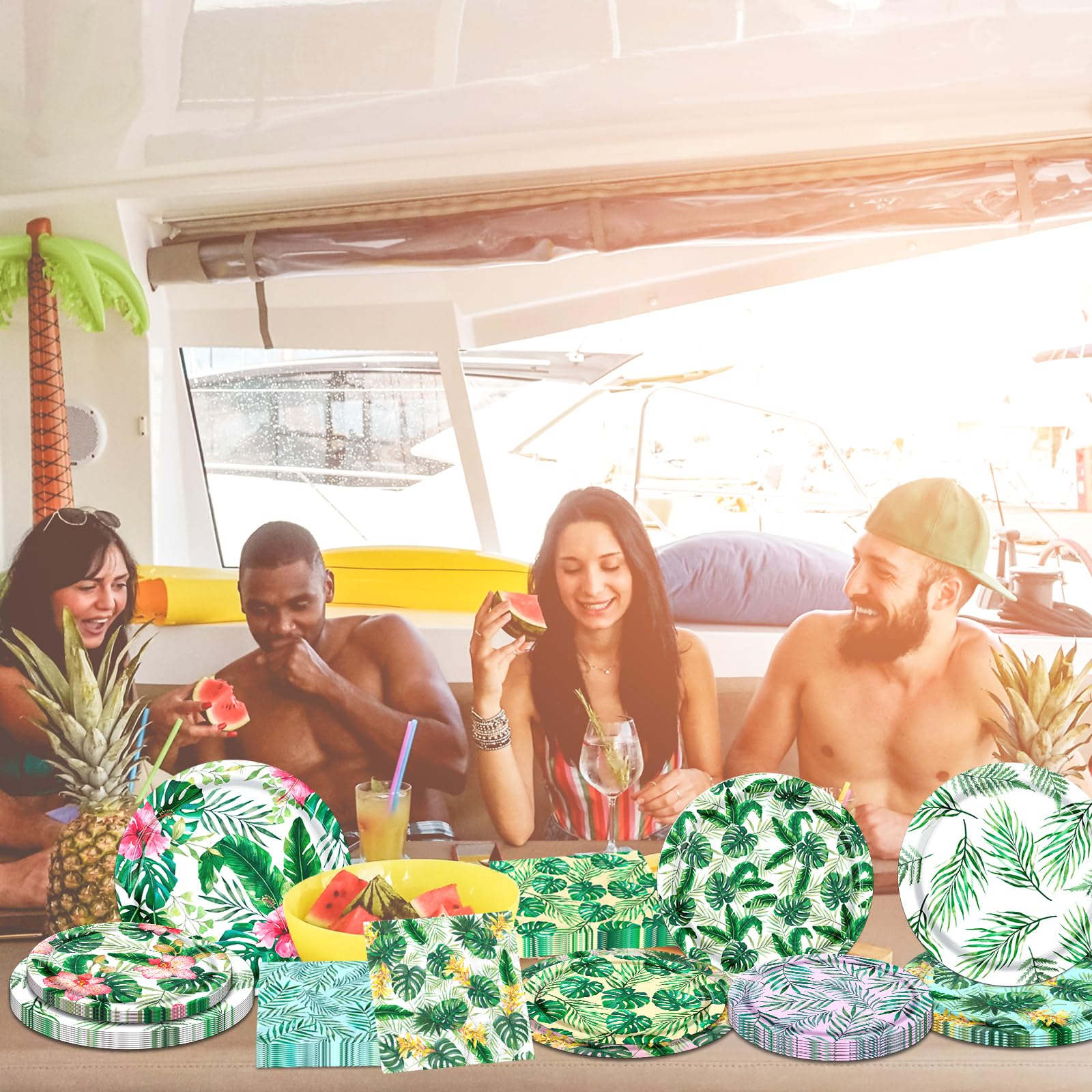 Servilletas y Platos Hawaianos Luau Tropicales para Fiesta de Cumpleaños de Verano