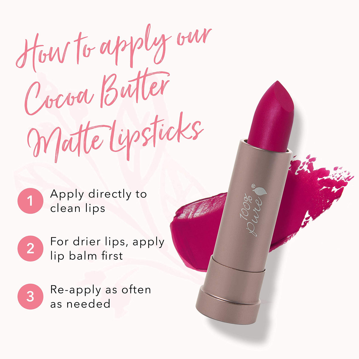 100% Pure Cocoa Butter Matte Lipstick, Marrakesh, 0.15 Ounce