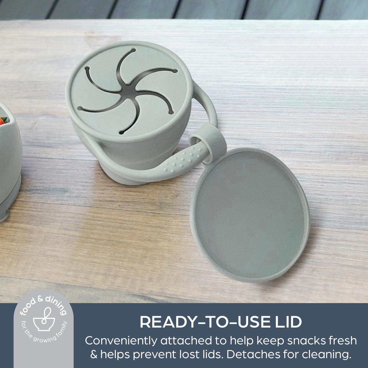 Dreambaby Vaso de Silicona para Snacks de Bebé, Recipiente Antiderrames con Tapa, Comprimible, Silicón Grado Alimenticio, Ideal para Aperitivos Infantiles