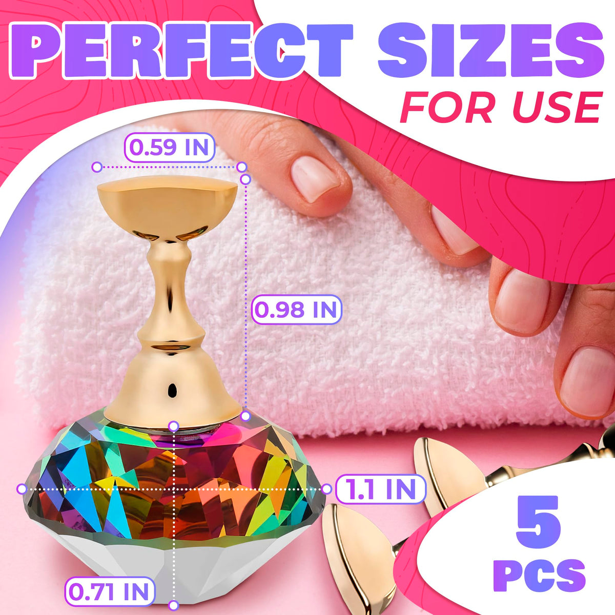 Soportes de Práctica de Arte de Uñas Magnéticos con 5 Piezas de Aleación y Base de Vidrio para Manicura