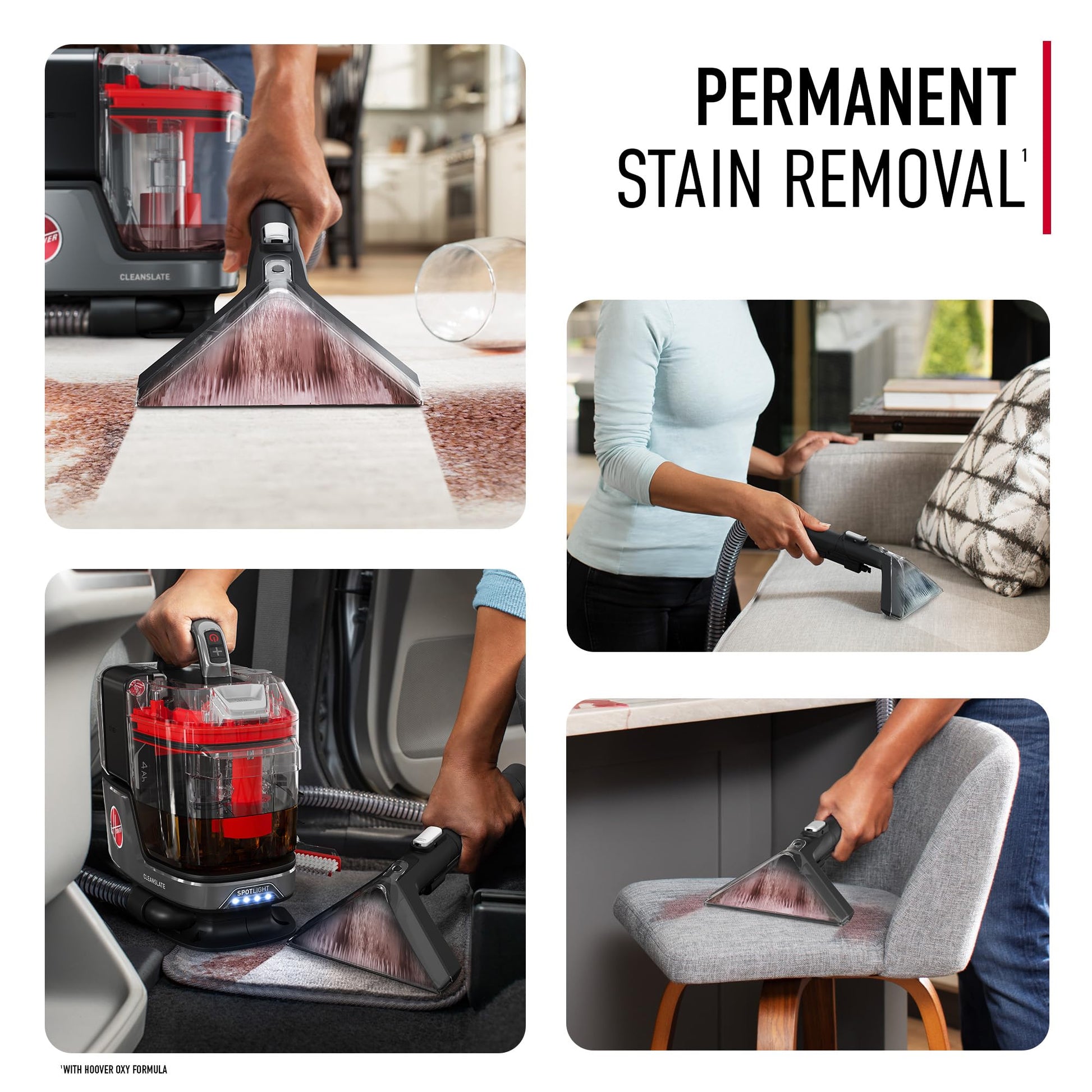 Hoover ONEPWR CleanSlate - Máquina de limpieza de alfombras portátiles inalámbricas + máquina de limpieza de puntos de tapicería, potente succión, herramientas versátiles, detalles de automóviles y